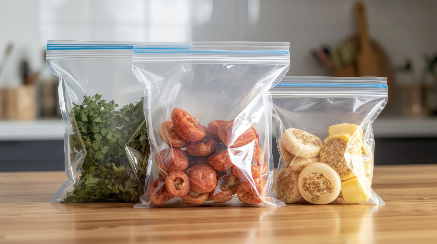Mains fermant un contenant alimentaire avec système de clips de verrouillage, détail du mécanisme de fermeture visible